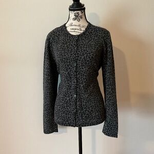 Women’s cardigan nice design. Size L black & dark gray leopard design